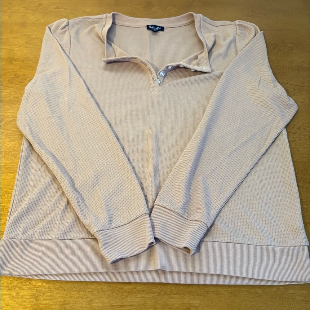 Splendid pinkish brown Women's Long Sleeve Waffle Top - Picture 4 of 9
